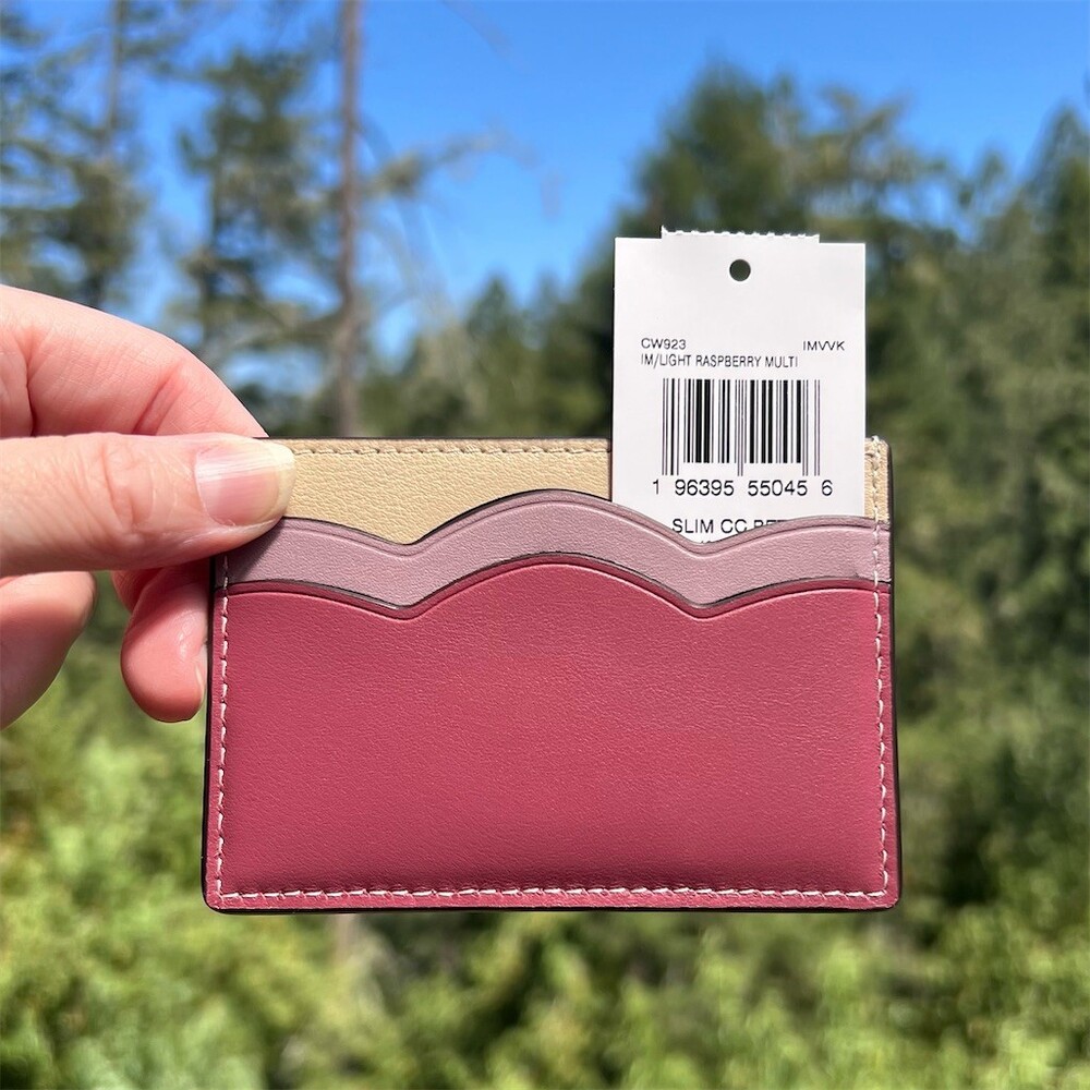 COACH Raspberry Slim Card Case Cardholder Wallet with Gold Hardware CW923 NWT - Picture 2 of 8
